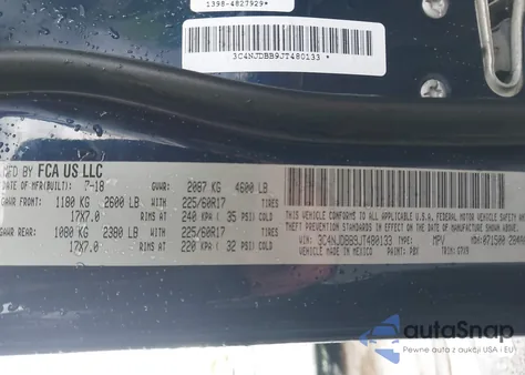 2018 Jeep Compass Latitude 4X4 z USA, uszkodzony, nr VIN 3C4NJDBB9JT480133